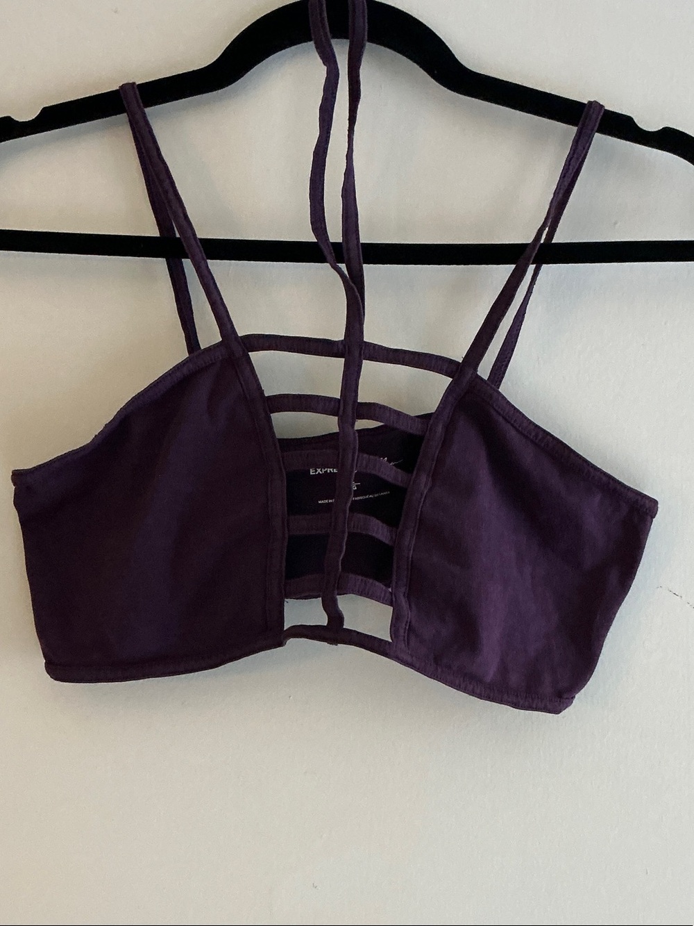 Express Strappy Bandeau Bralette in Deep Plum
